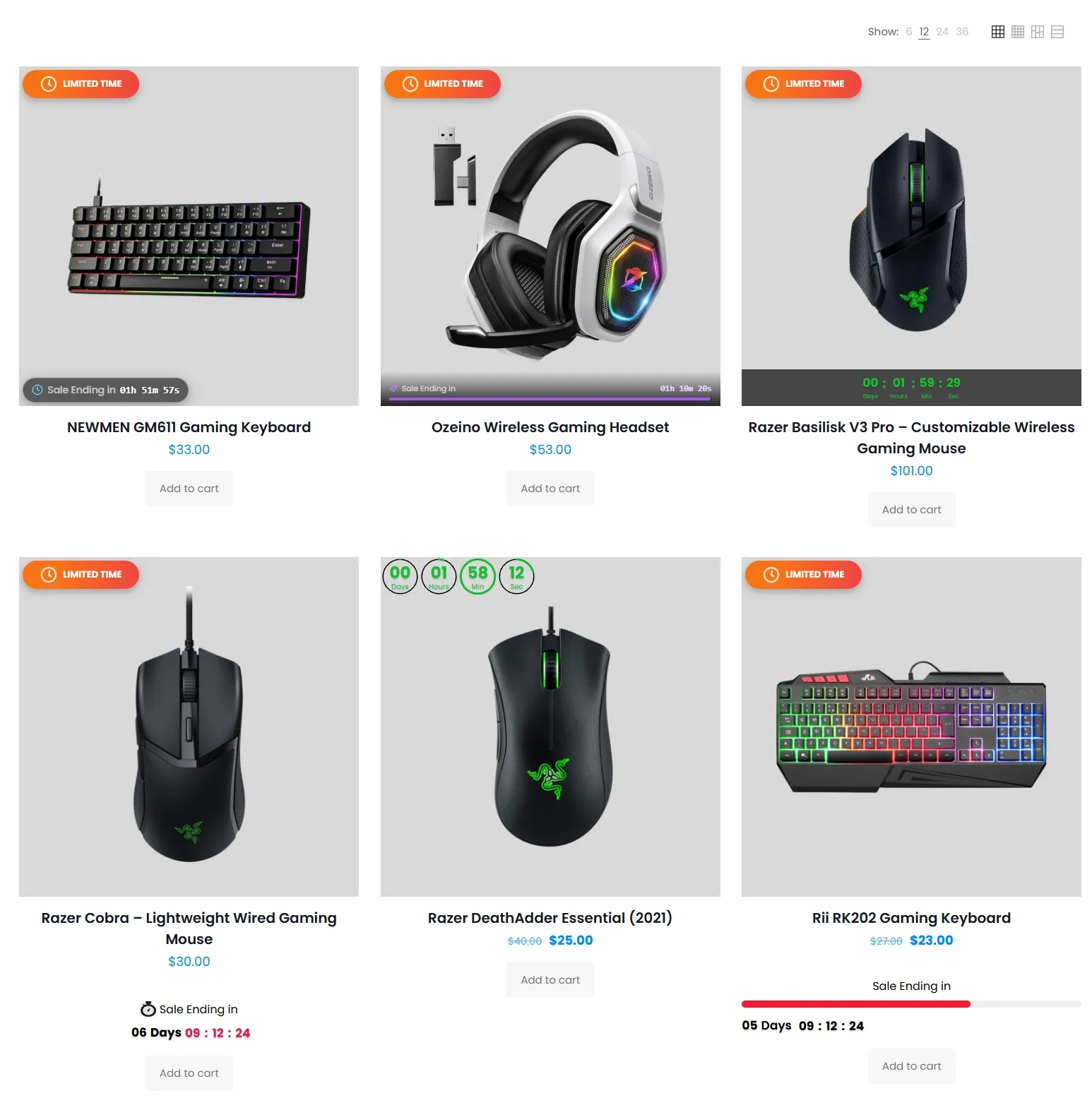 Countdown Timer Badges storefront example