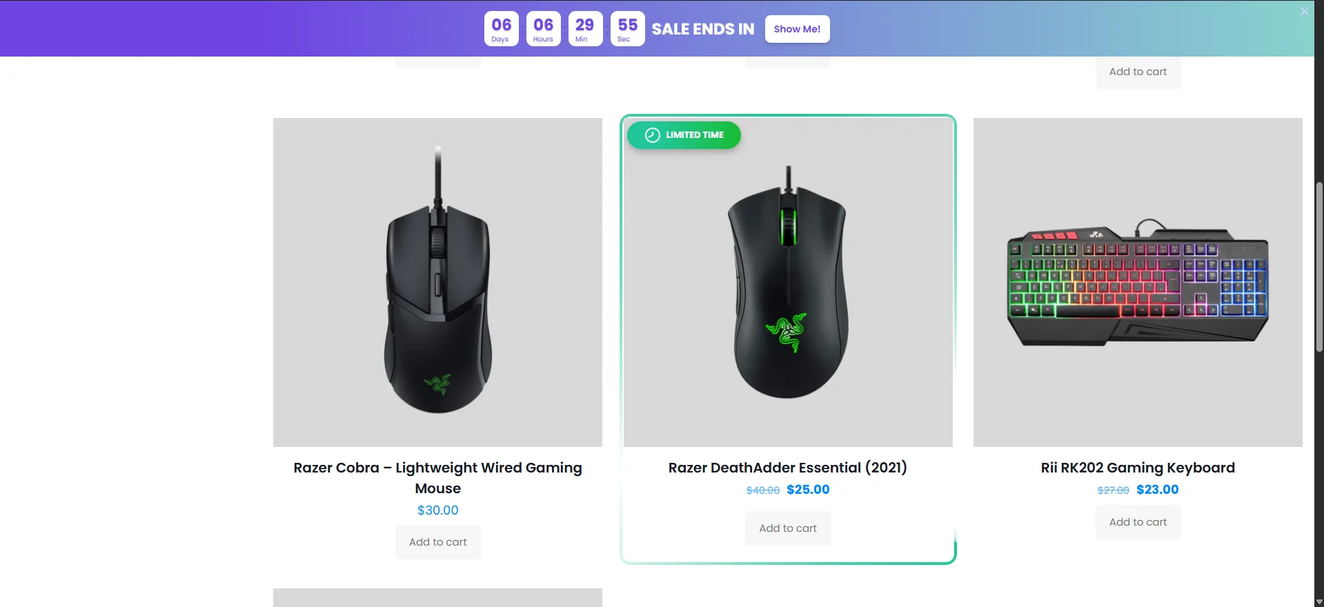 WooCommerce Countdown Timer Bar storefront example