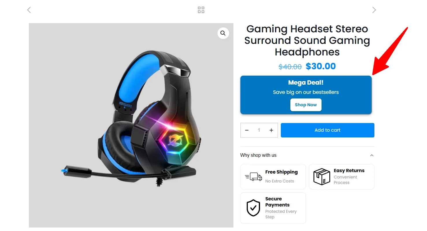 WooCommerce Product Announcement Banner storefront example