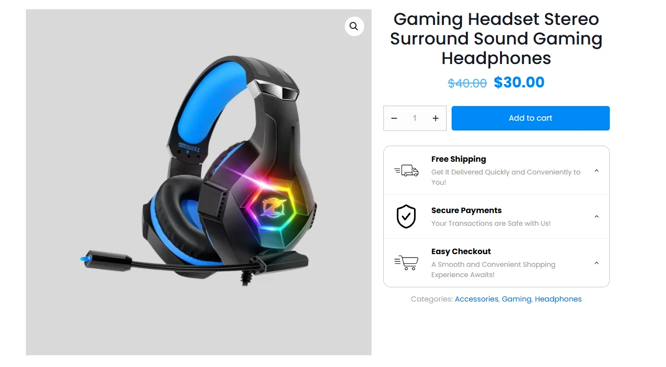 WooCommerce Product Feature Banner storefront example
