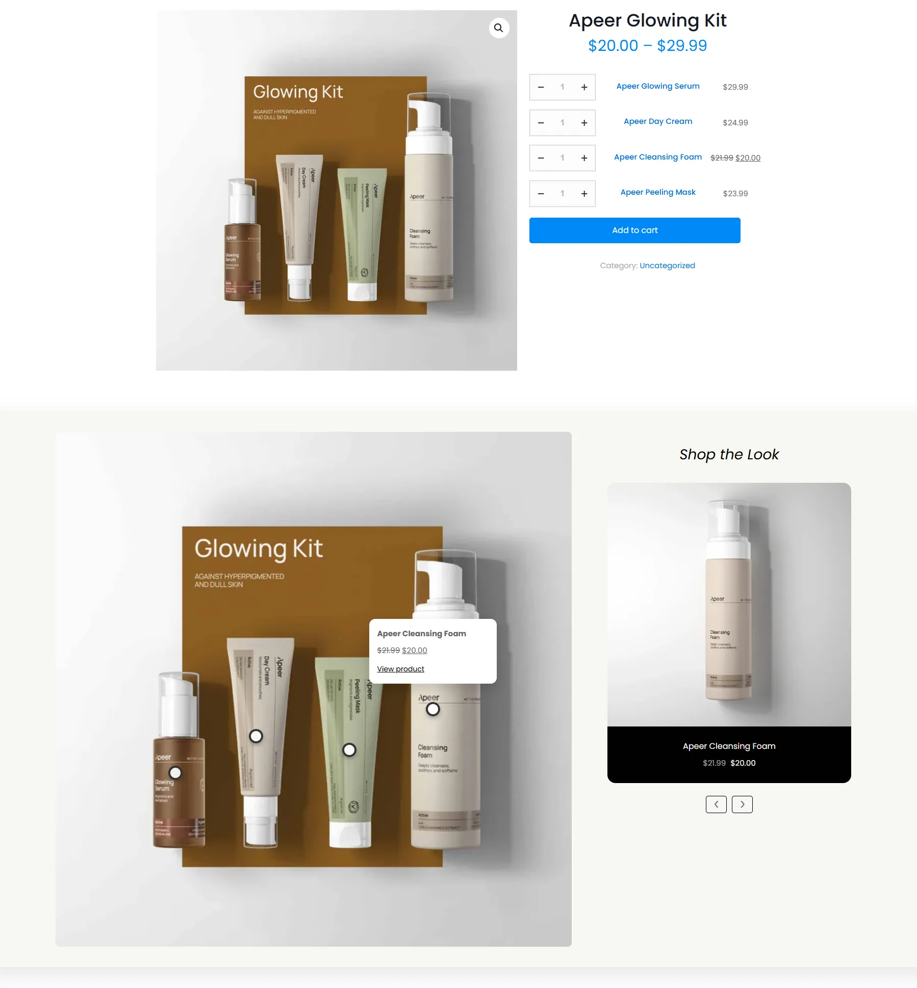 Shop the Look for WooCommerce storefront example