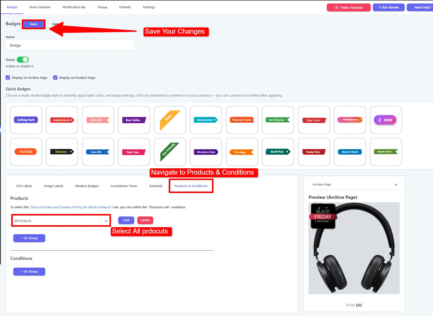 Image Product Badges storefront example