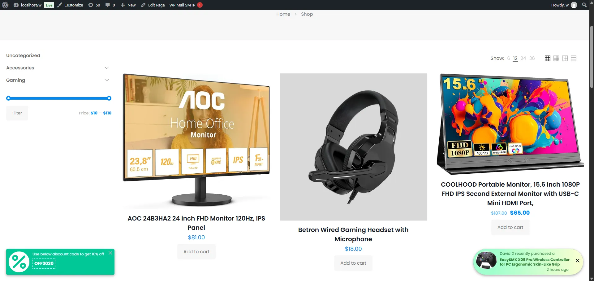 WooCommerce Discount Popup storefront example