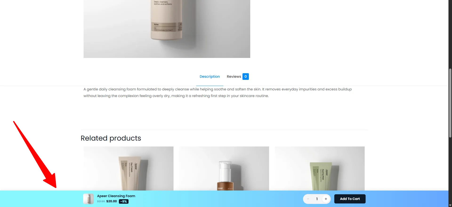 Sticky Add to Cart storefront example