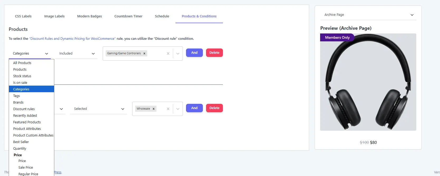 Product Badge Conditions storefront example