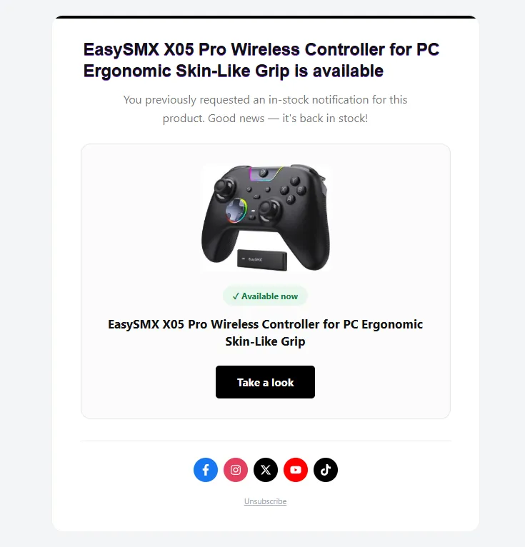 Automatic Restock Emails example in WooCommerce
