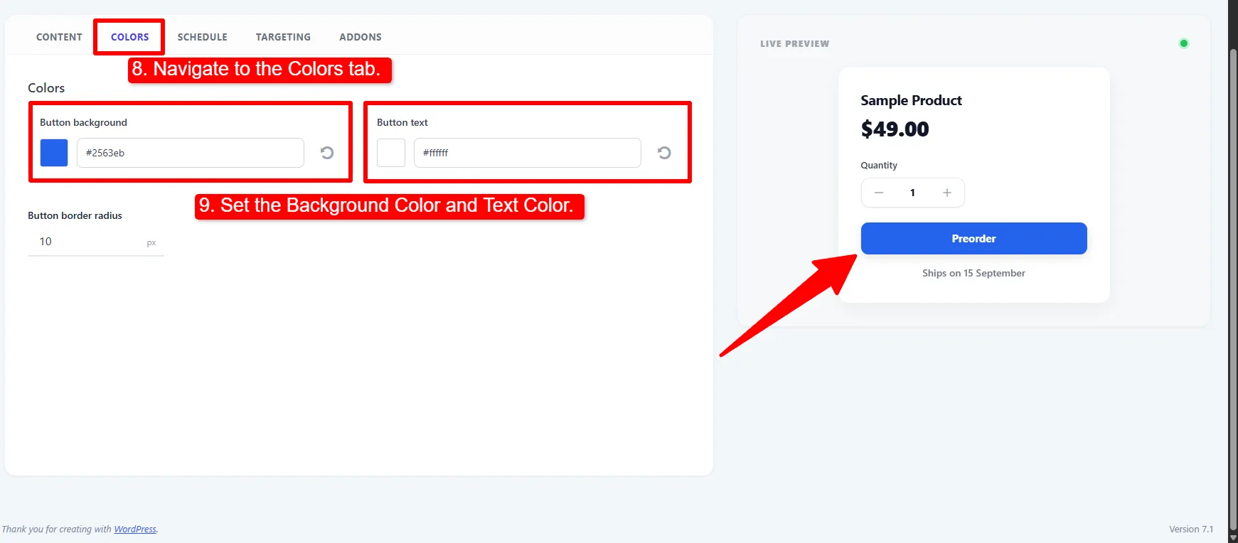 Button Styling example in WooCommerce