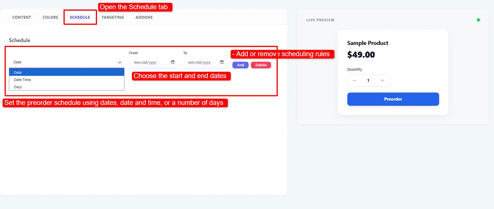 Scheduling example in WooCommerce
