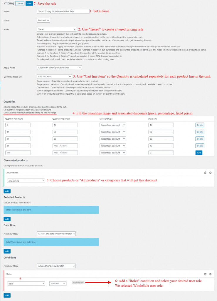 WooCommerce Tiered Pricing Rule for Wholesale User Role