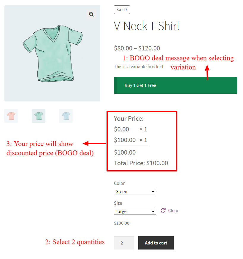 How to Create Discounts for Product Variations in WooCommerce - BOGO deal