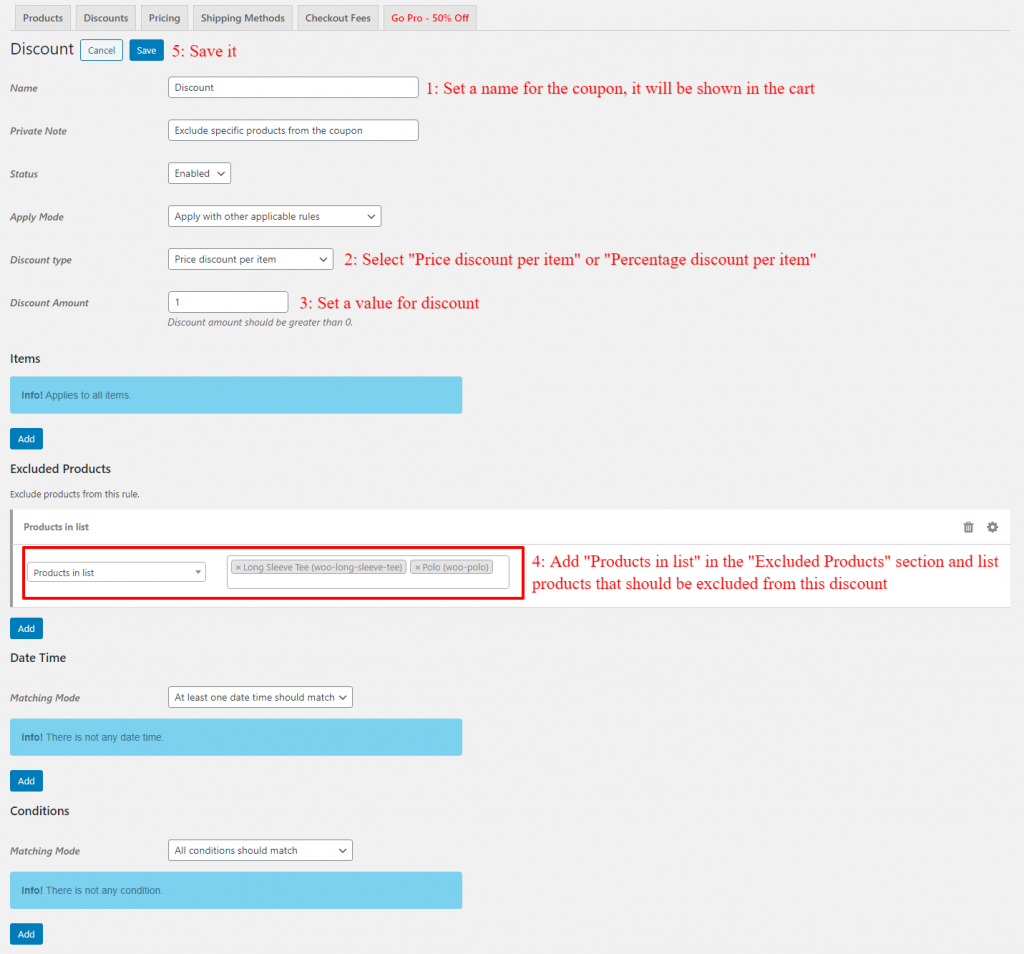 Coupon for uncluttered course