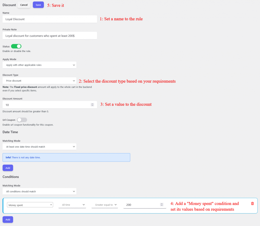 discount rule based on money spent for woocommerce