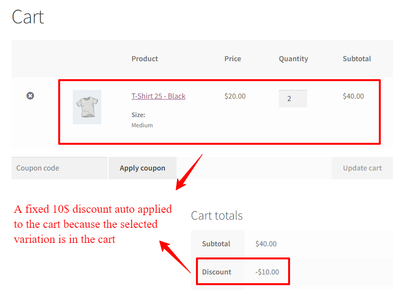 Fixed price coupon for WooCommerce product variations