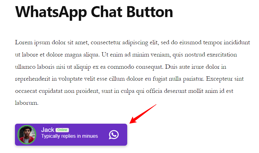 Single Button WhatsApp Chat