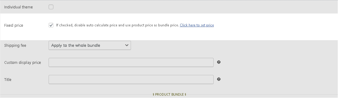 Fixed price for product bundles