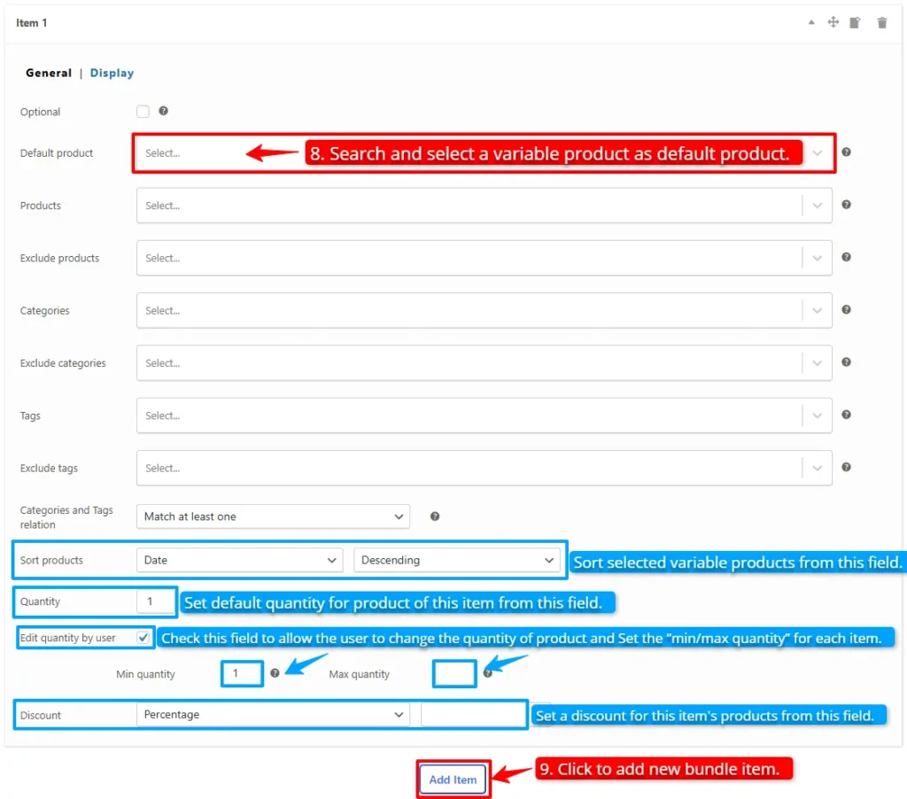 Add variable products to mix and match product bundles