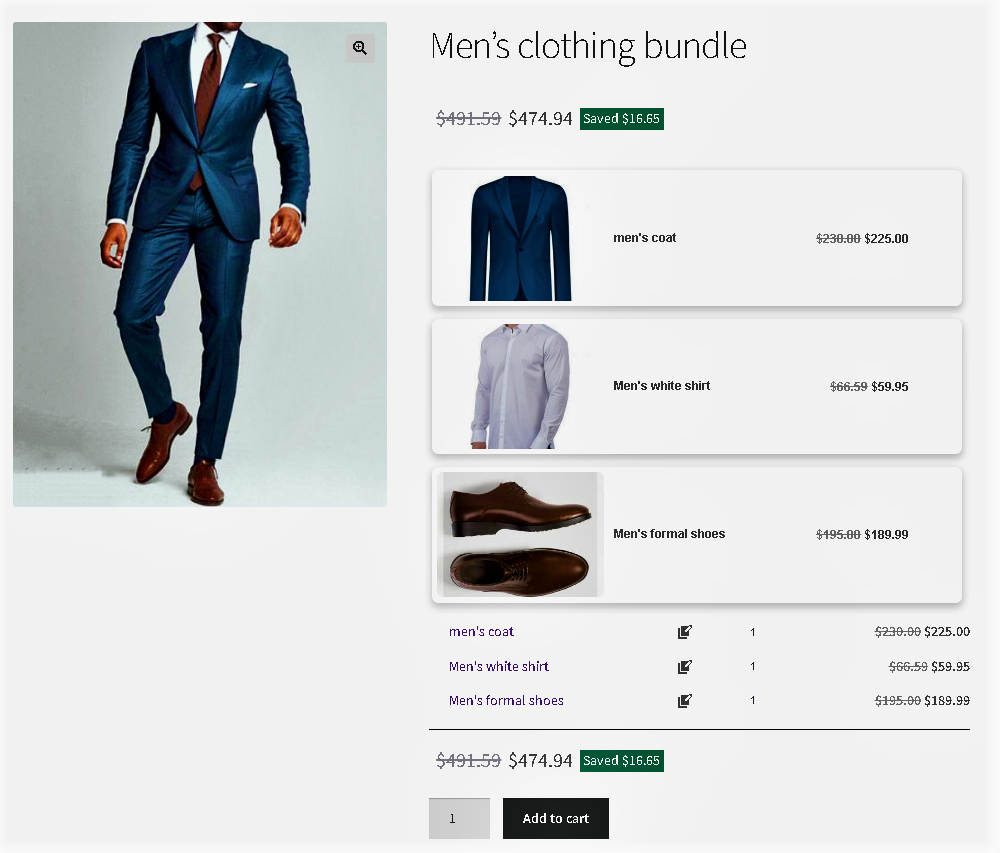 Final Result of WooCommerce Mix and Match