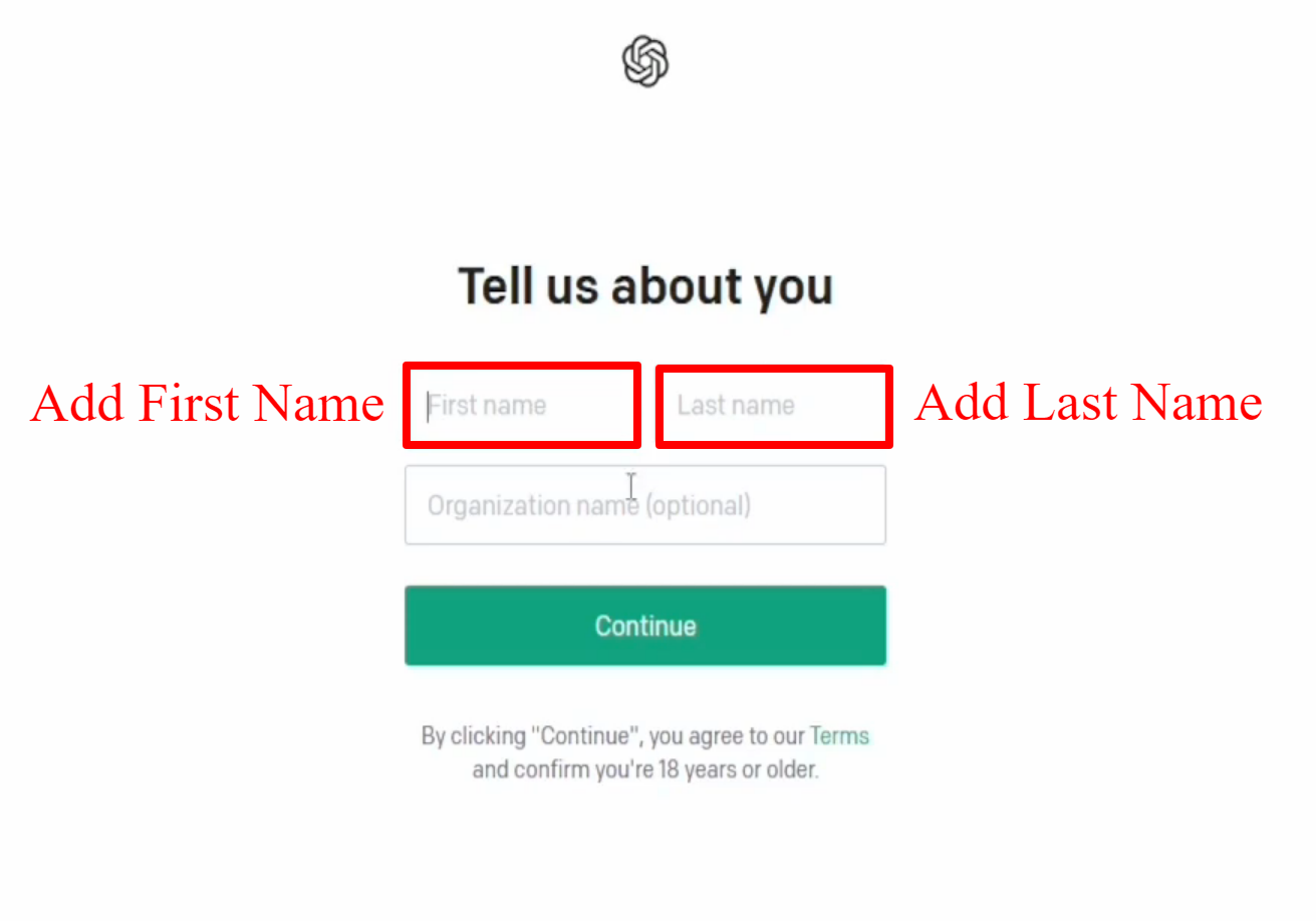 Add FirstName & LastName in openAI Account