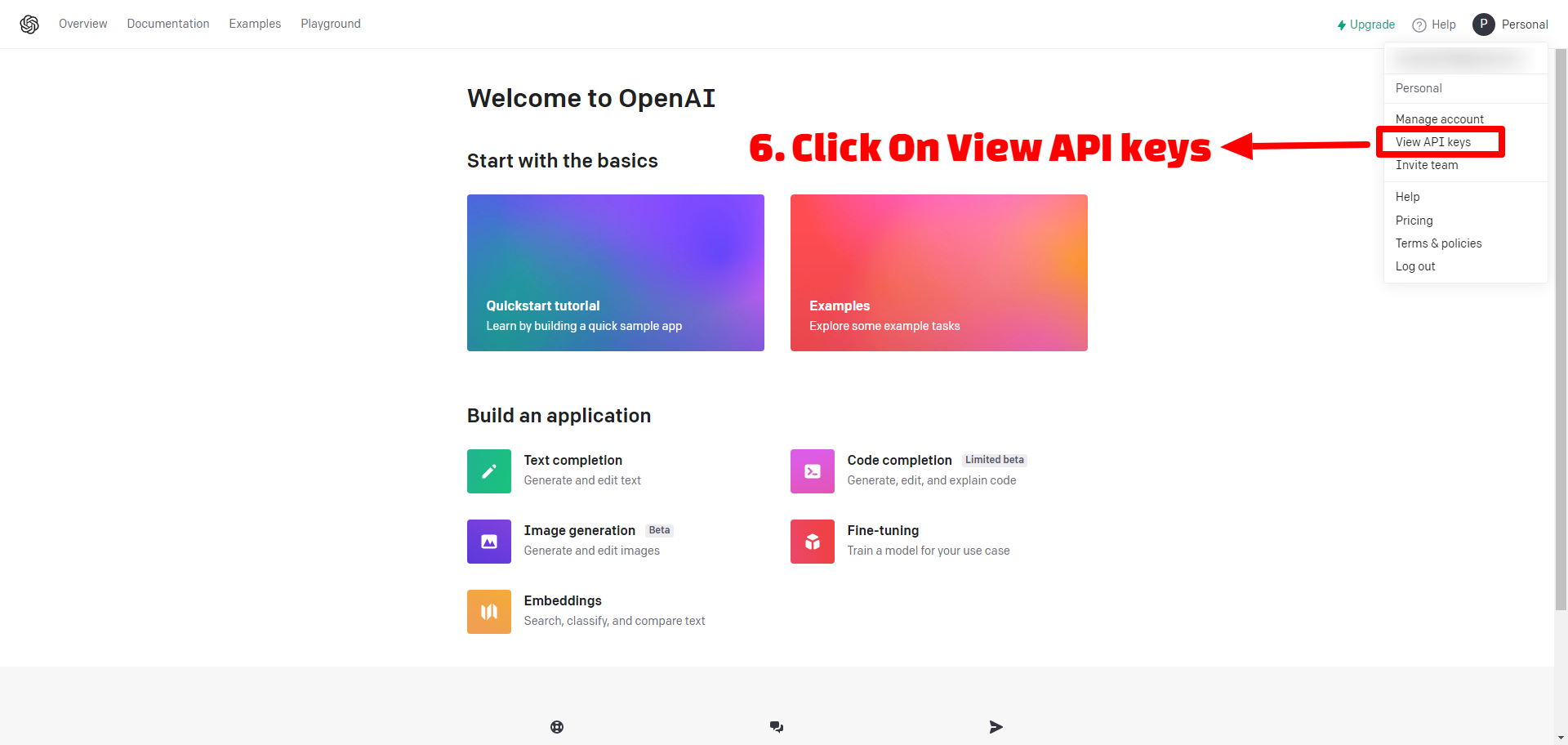 Click on View API keys