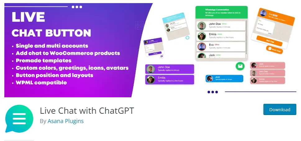 Live Chat Button for WordPress and WooCommerce – Social Chat Widget