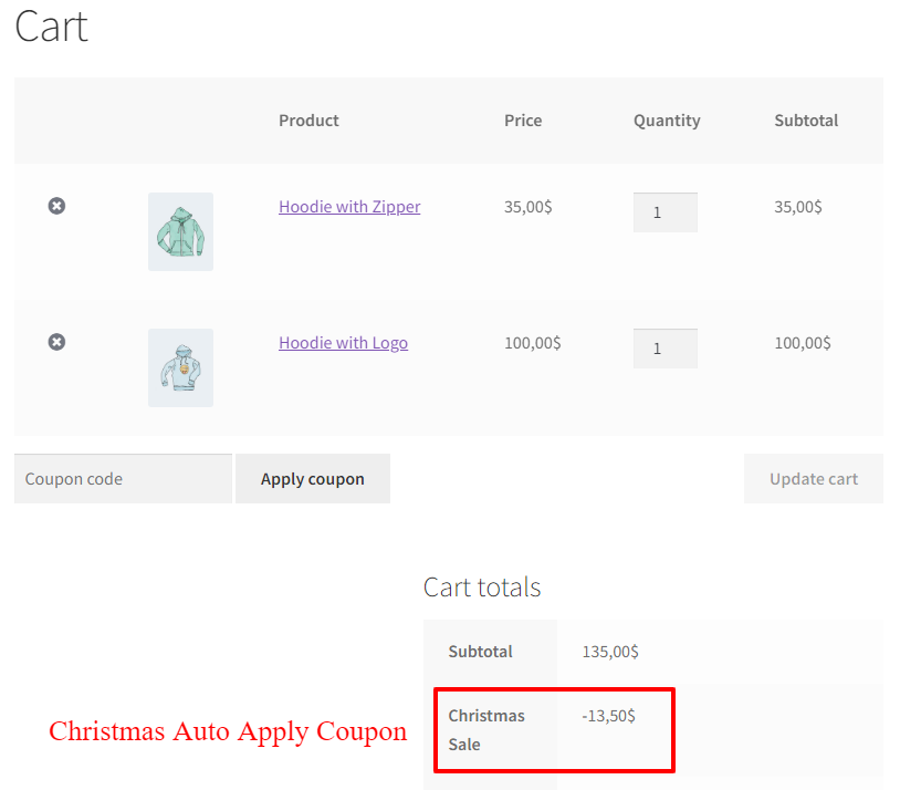 Christmas coupon in WooCommerce 