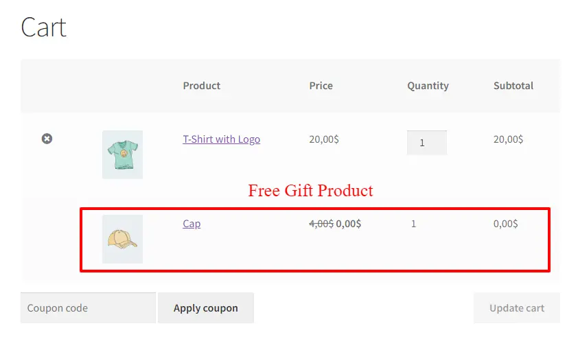 Provide free gift products in WooCommerce