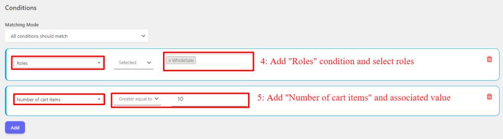 User role conditions