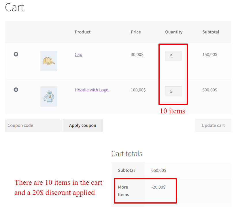 WooCommerce user role based pricing 10 items in cart