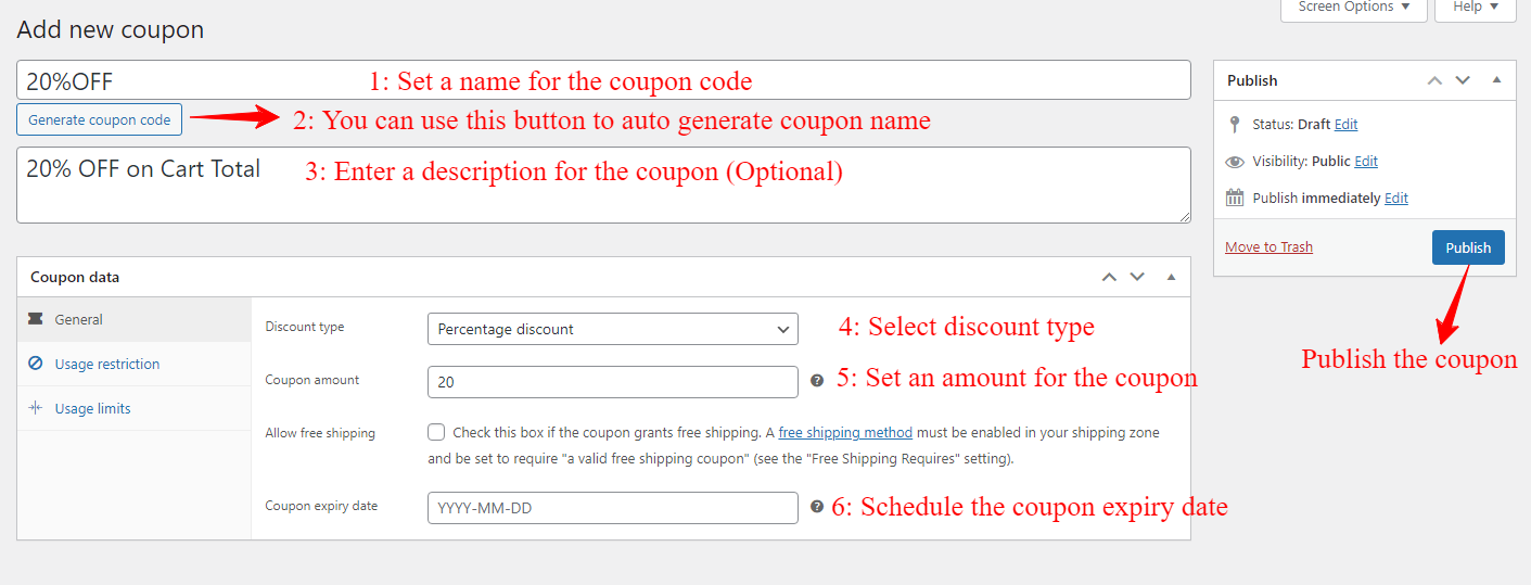 Set coupon data in WooCommerce