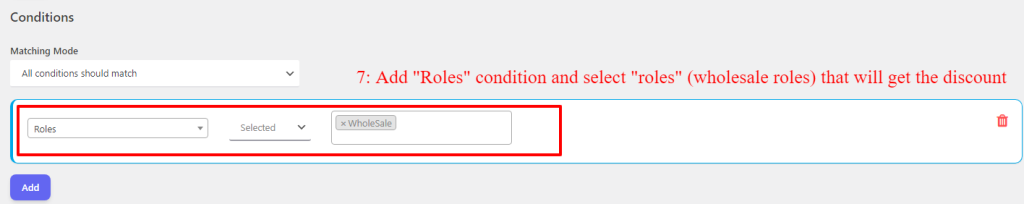 Select roles for wholesale user
