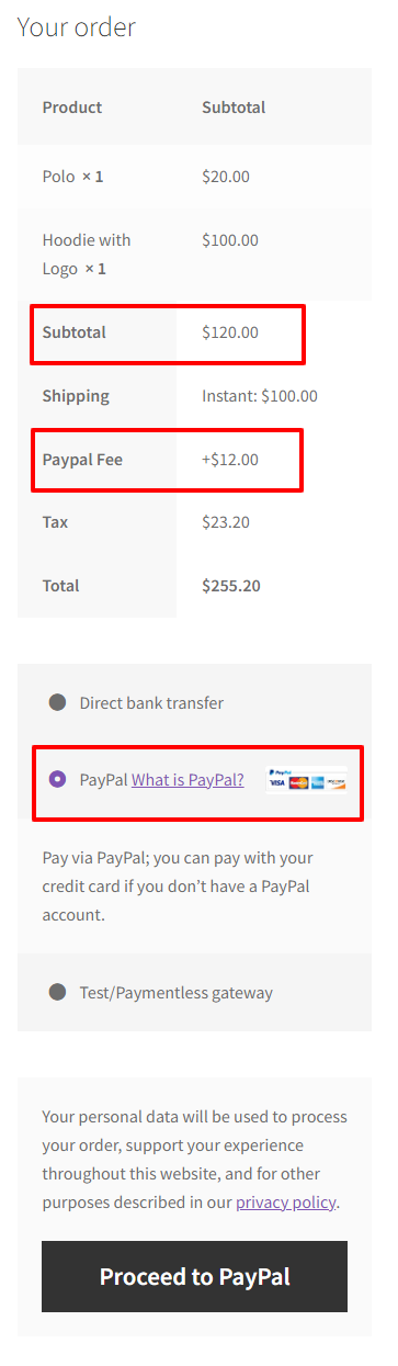 WooCommerce payment gateway fees