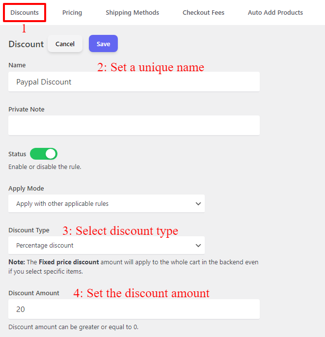 Payment Method Discount in WooCommerce configuration