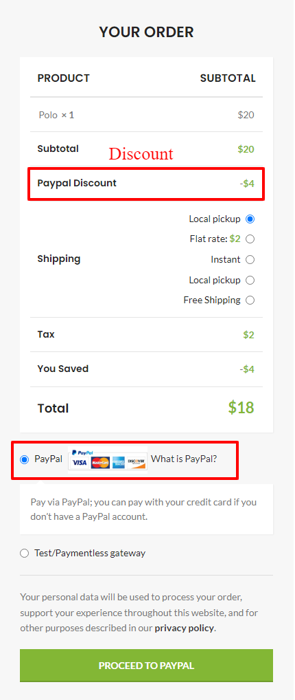 Payment method coupon in WooCommerce