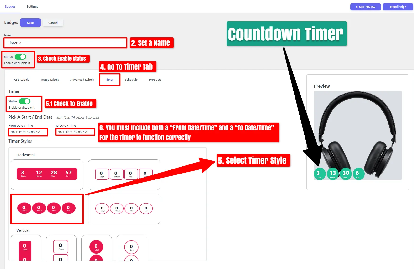 Adjustments to the Countdown Timer