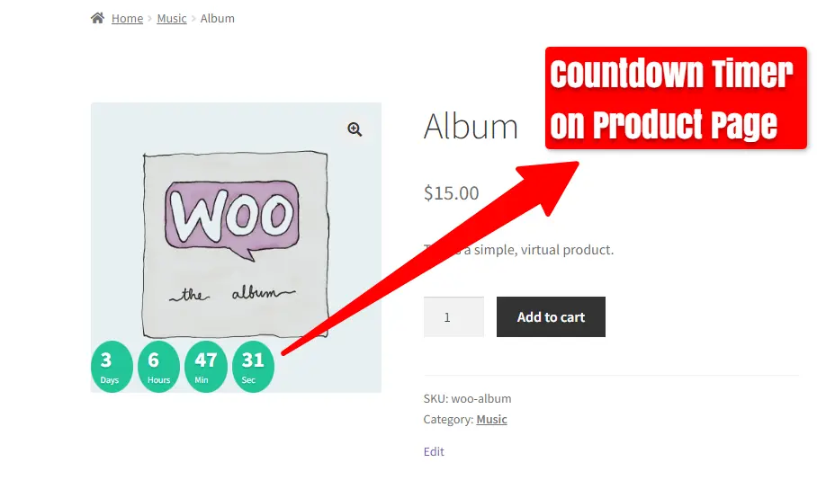 Countdown Timer on the product page