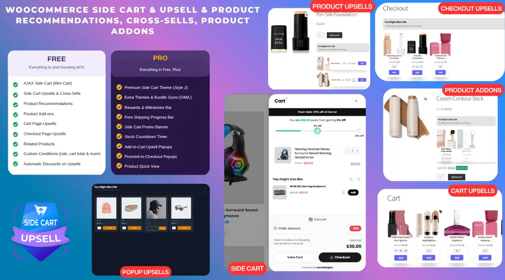 WooCommerce Side Cart & Upsell Plugin