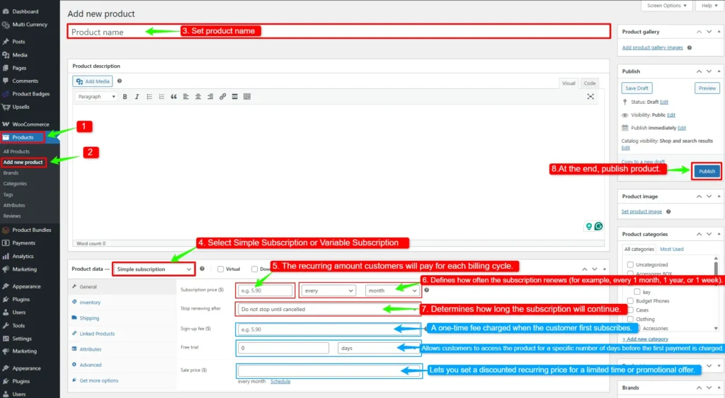 How to create Subscription Products