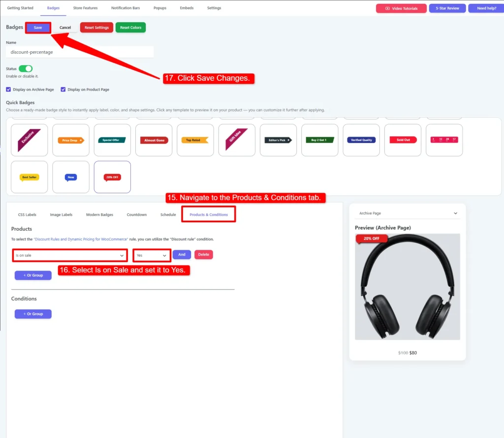 Sale Booster targeting rules for showing badges on on-sale products