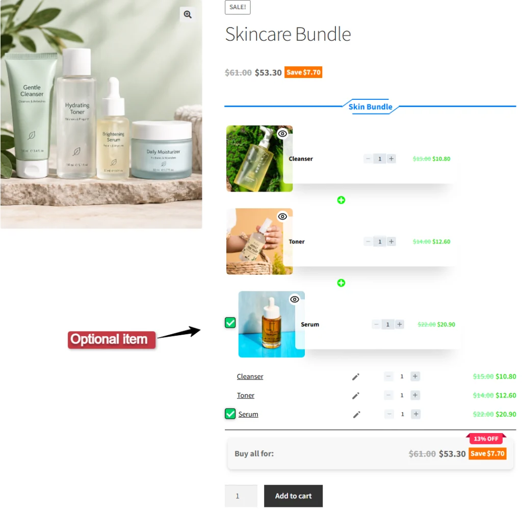 Optional product bundle